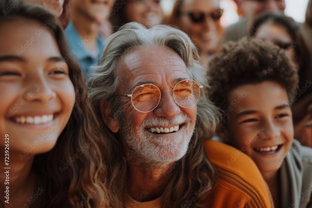 Fototapeta premium Happy multigenerational family watching outdoor concert