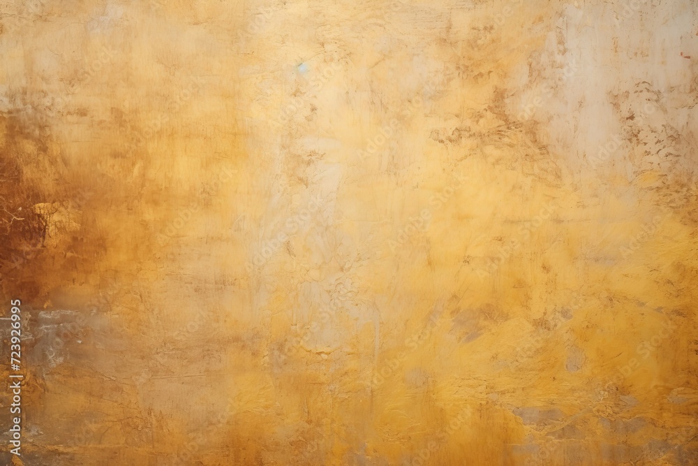 Textured abstract background with worn vintage grunge texture in gold, brown colors, worn paint strokes. 