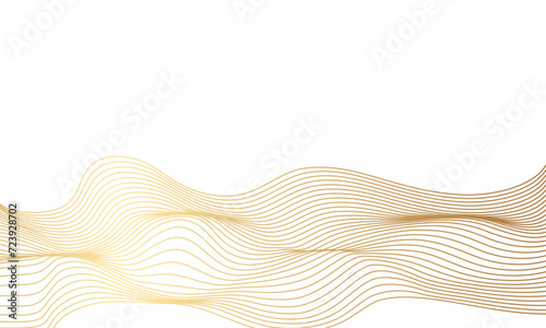 Vector abstract golden wavy, curve and ocean flowing dynamic lines isolated on transparent background. wavy ocean curve lines background. Design for banner, flyer, cover, technology, science, brochure