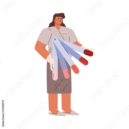 Female manicurist, flat cartoon style vector illustration isolated on white