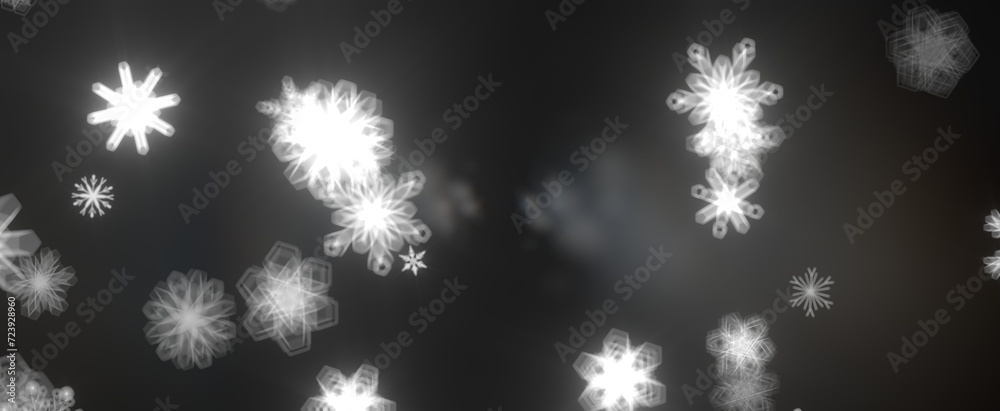 Snowflakes - Snowflakes and bokeh lights on the blue Merry Christmas background. 3D render Snowflakes - Snowflakes and bokeh lights on the blue Merry Christmas background. 3D render