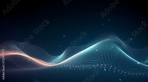 Digital technology blue rhythm wavy lines abstract graphic poster web page ppt background