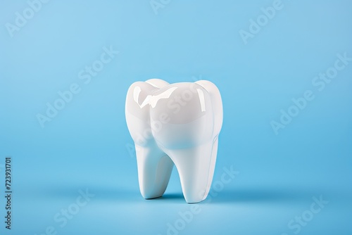 Modern dentistry. pristine snow white molar on vibrant blue background, high-quality image