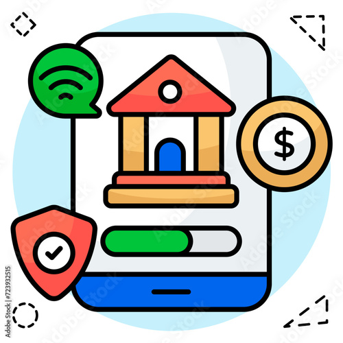 An editable design icon of mobile banking