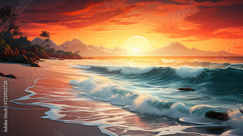 Wallpaper Mural Panoramic natural landscape of beautiful beach Torontodigital.ca