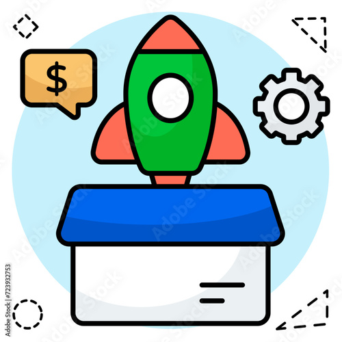 Conceptual design icon of launch box