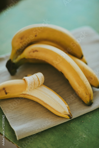 Close-up of bananas on green background