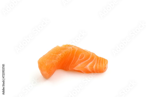salmon fish fresh meat slice isolated on white background.