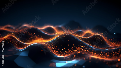 Digital technology blue rhythm wavy lines abstract graphic poster web page ppt background