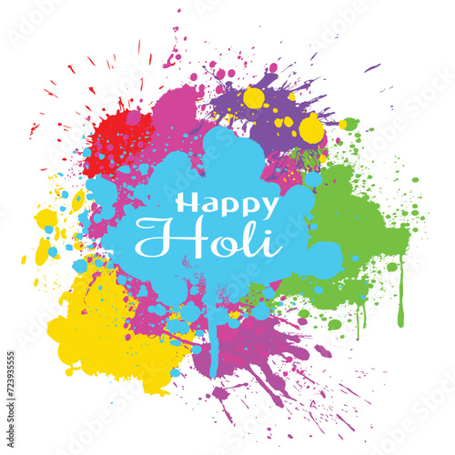 Happy holi greetings red yellow white colourful indian festival social media background