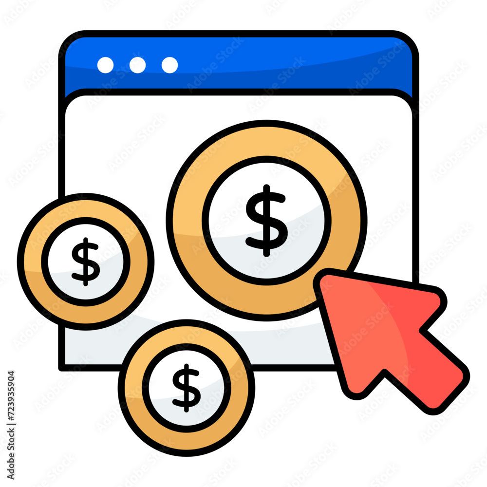 Conceptual flat design icon of pay per click Conceptual flat design icon of pay per click