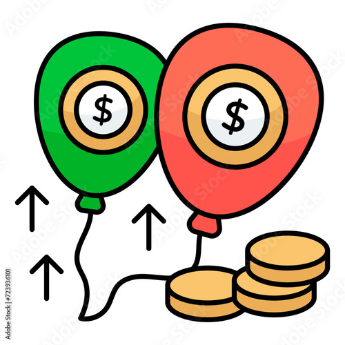A unique design icon of financial balloons 