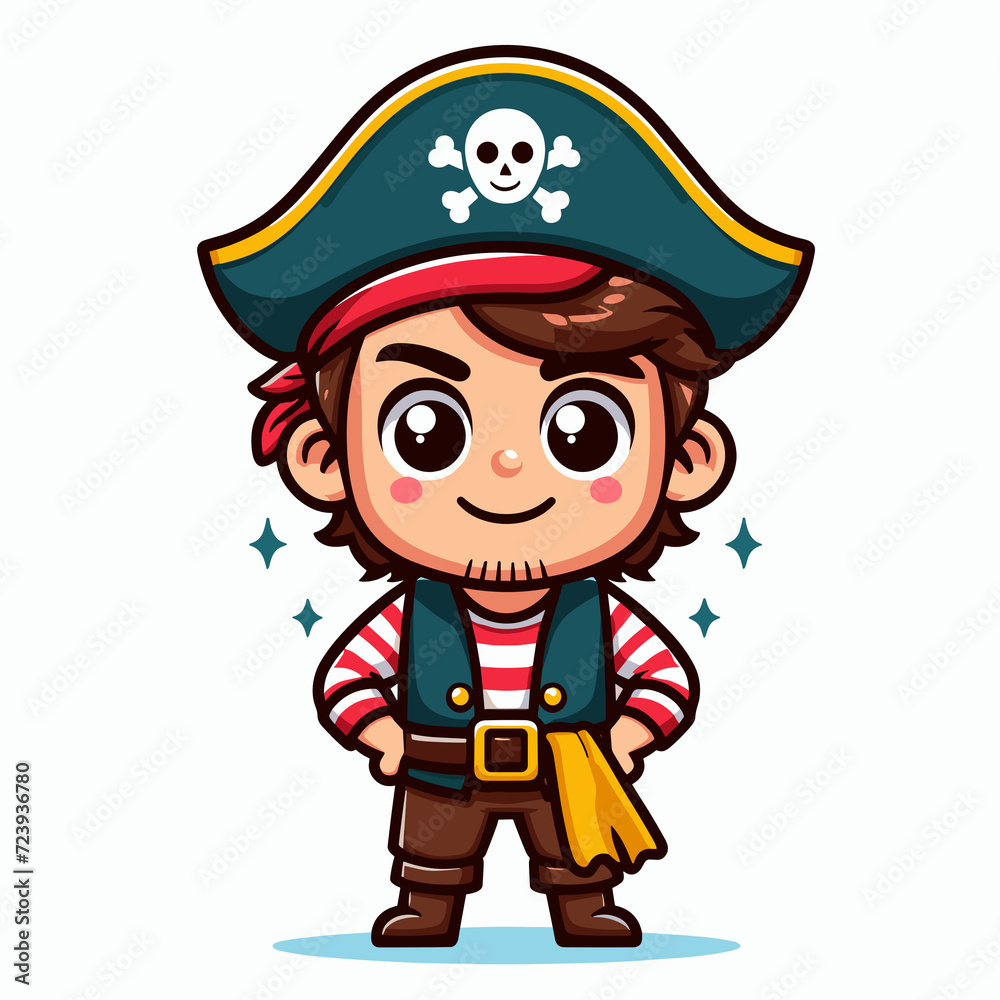 Cartoon character pirate, flat colors