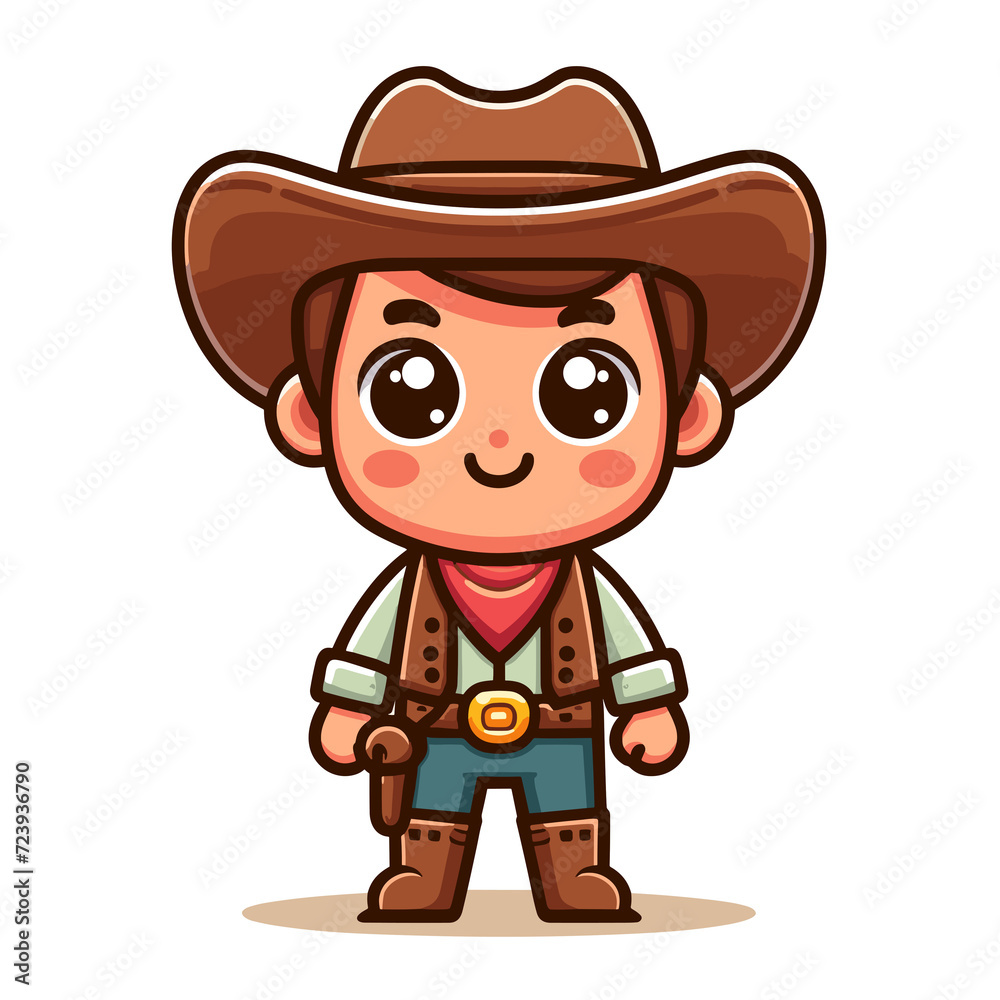 Cartoon character cowboy, flat colors