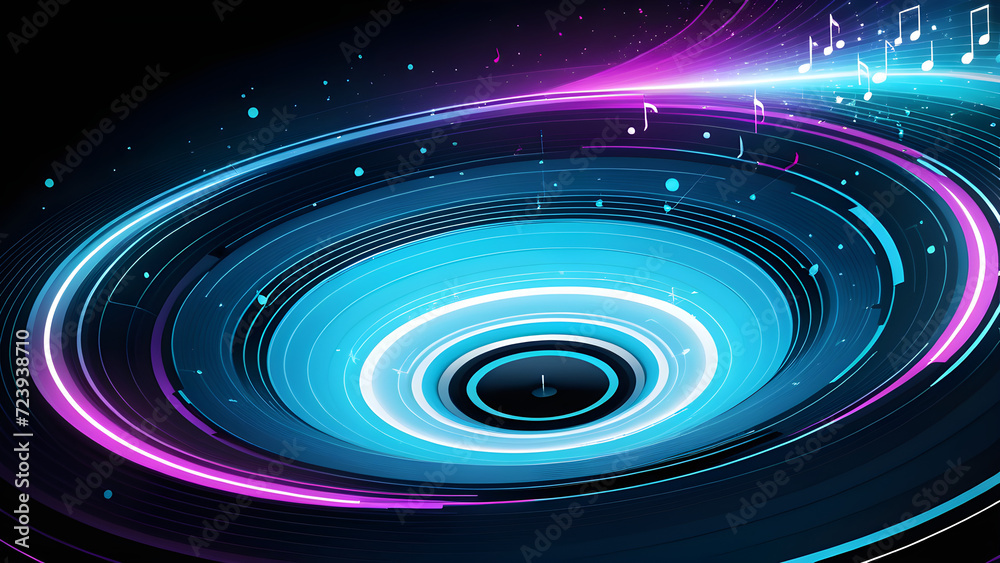 Obraz premium abstract modern music background poster whirlpool. background. abstract blue background with circles. Generated with AI