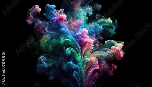 Multi-colored smoke textures against a black background