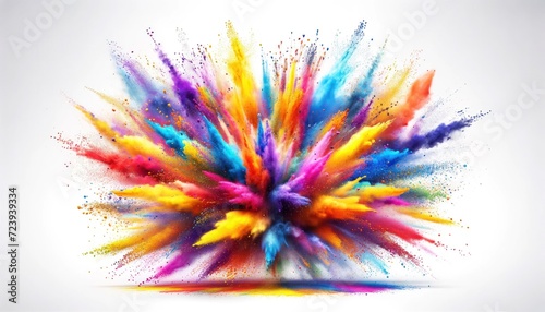 A dynamic explosion of colorful powder splash against a white background © Oleg Kozlovskiy