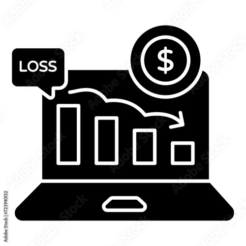 A flat design icon of loss chart