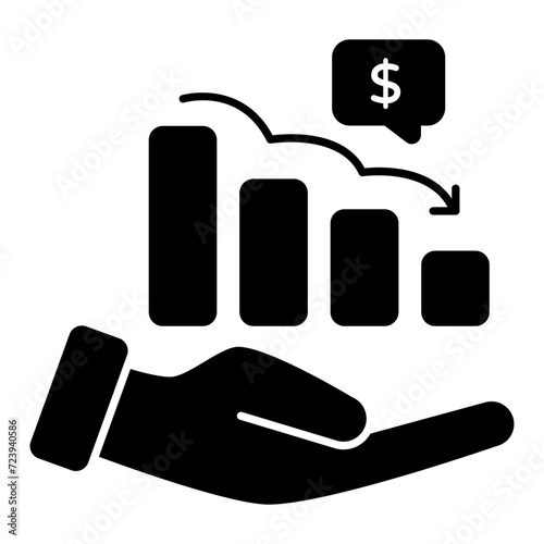 A flat design icon of loss chart
