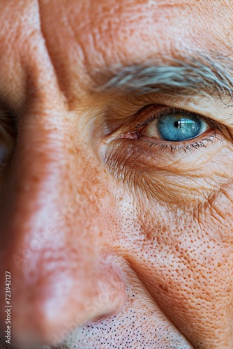 Close-Up Portrait of a Mature Man with Impeccable Skin