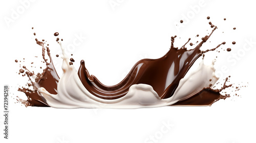 chocolate with milk splash isolated on white background