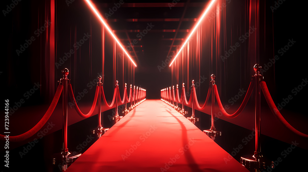 Red carpet on the stairs on dark background, the way to glory, victory and success Red carpet on the stairs on dark background, the way to glory, victory and success