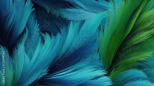 Stylish Green and Blue Soft Feathers Background © Reazy Studio