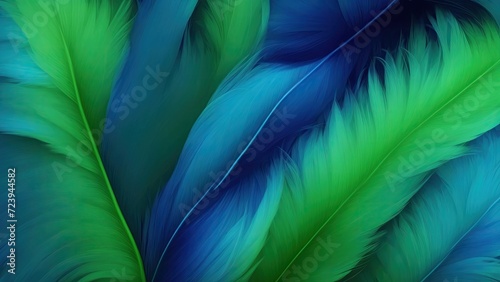 Stylish Green and Blue Soft Feathers Background