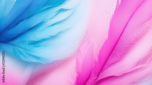 Stylish Pink and Blue Soft Feathers Background