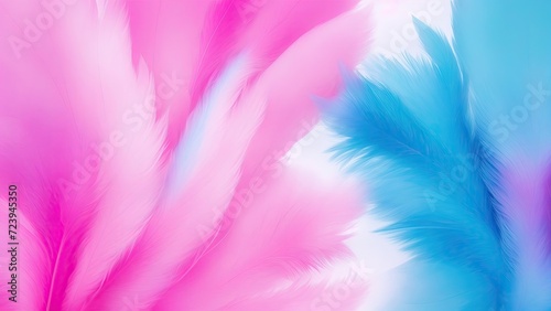 Stylish Pink and Blue Soft Feathers Background © Reazy Studio