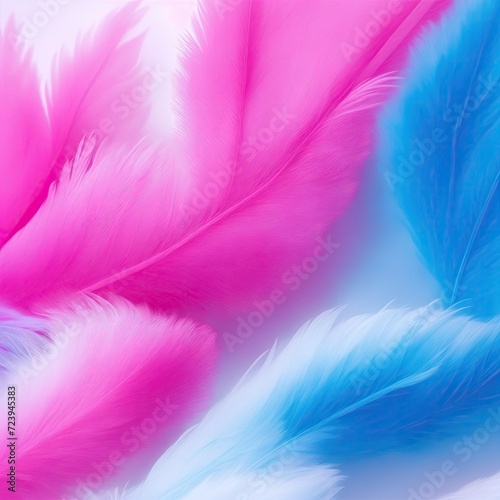 Stylish Pink and Blue Soft Feathers Background