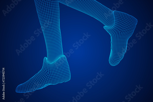 Running legs with sport shoes go
