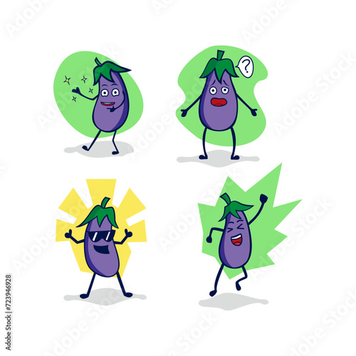 Picture a delightful and amusing eggplant mascot illustration that brings a sense of humor to this versatile vegetable