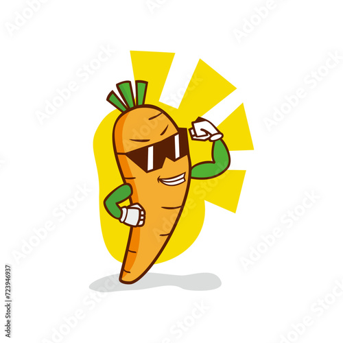 Envision a comical and health-conscious carrot mascot illustration that exudes a sense of playfulness and vitality