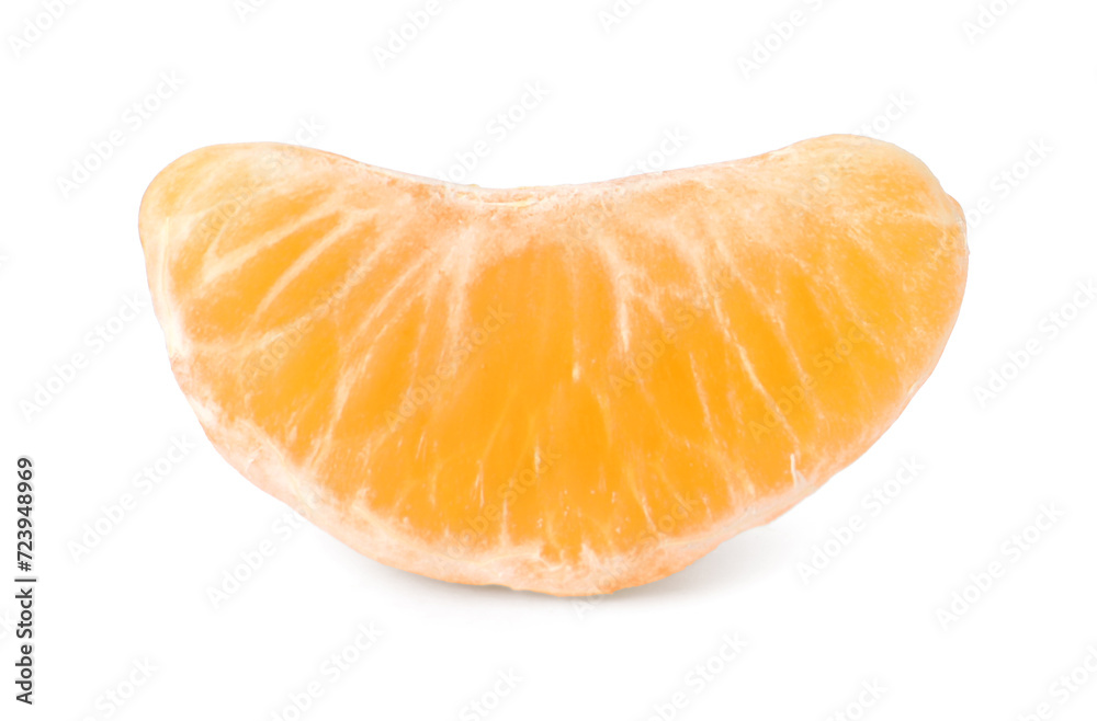 Piece of fresh ripe tangerine isolated on white