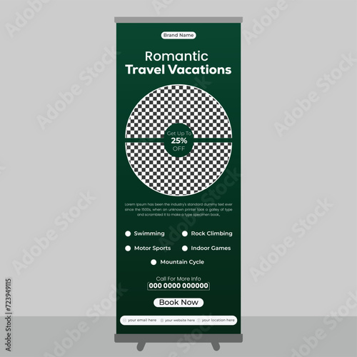 Vector Travel Roll up banner design 