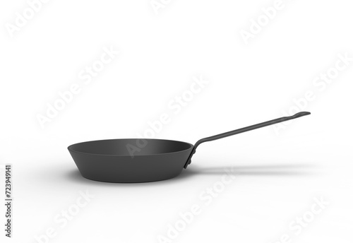 frying pan side view with shadow 3d render