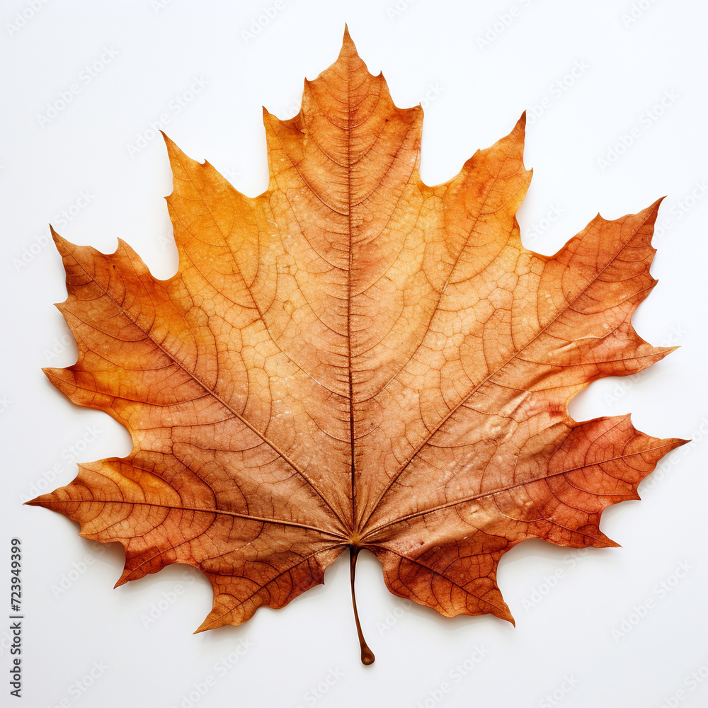Fototapeta premium a autumn leaf on the white background