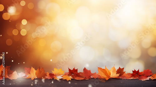 Autumn background autumn bokeh background with lights with christmas lights Autumn magic Falling leaves background 