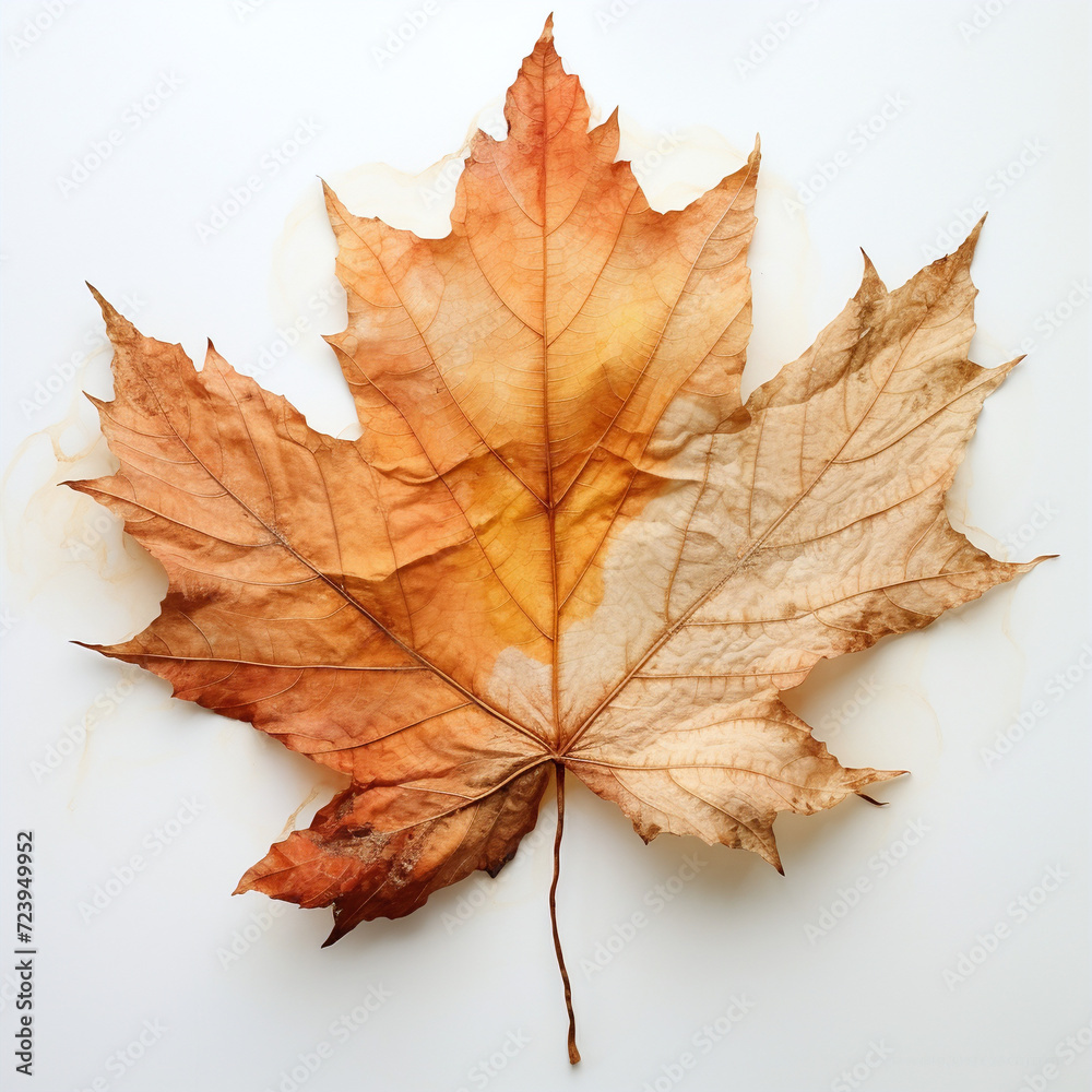a autumn leaf on the white background a autumn leaf on the white background