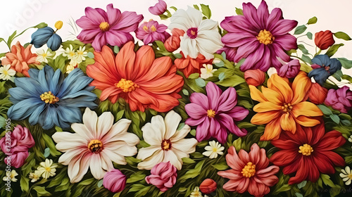 Colorful flowers background, spring season concept