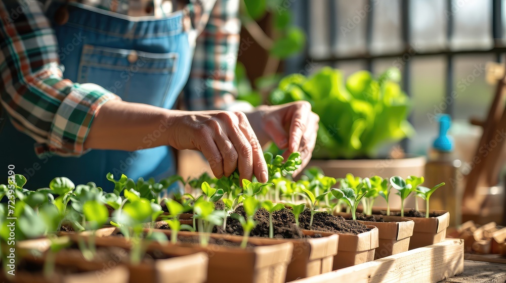 The elderly woman's hands, wise and patient, translate his passion for gardening into a living masterpiece of nature's artistry. The elderly woman's hands, wise and patient, translate his passion for gardening into a living masterpiece of nature's artistry.