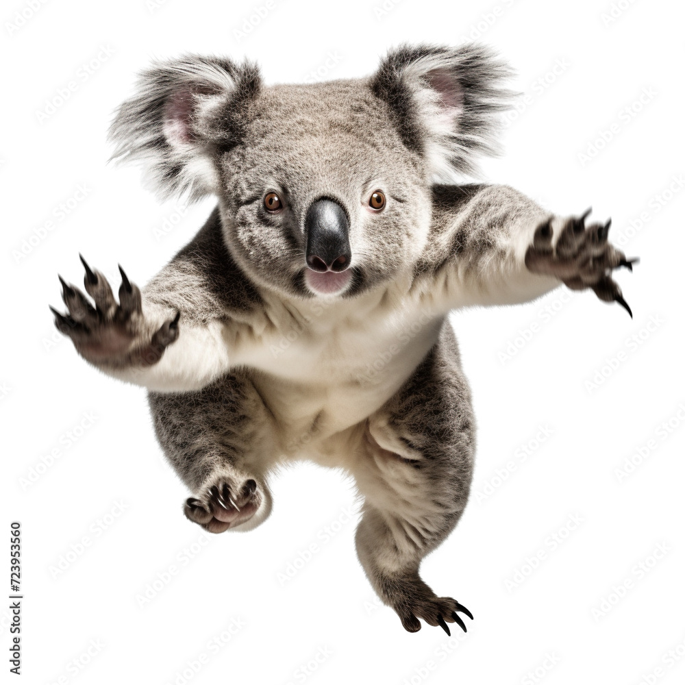 Koala in motion isolated on transparent or white background Koala in motion isolated on transparent or white background