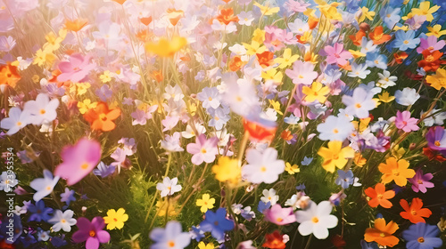 Colorful flowers background, spring season concept © cai