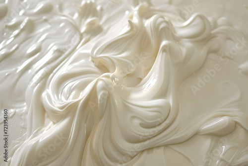 Photo-realistic Liquid melted cream. Wavy abstract background