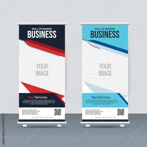 Business Roll up banner vertical template design for brochure business flyer infographics modern