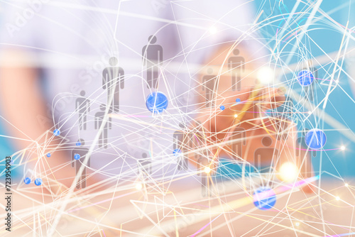 Global network. Blockchain. 3D illustration. Neural networks and artificial intelligence. Abstract