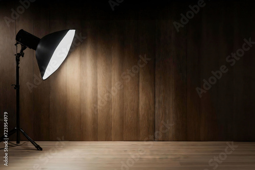 Studio Lighting on Wooden Boards. Brown wood panels illuminated brightly