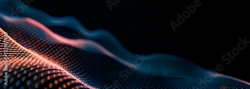modern and futuristic horizontal blue abstract wave background, data pixel, code, web technology, Data Flow and Coding Patterns, Information Connection. Equalizer, music, frequency, hertz, hd © XC Stock