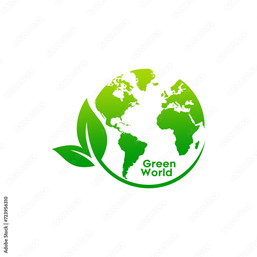 Green world icon. World environment day, earth day, save the earth. Nature illustration vector graphic